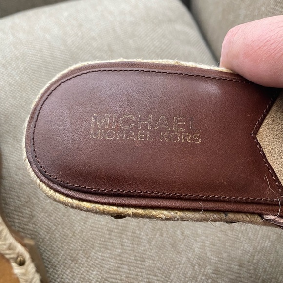 Michael Kors Brown Leather Jute 70’s Boho Festival Wedge Sandals. Size 11. EUC. - Picture 7 of 15
